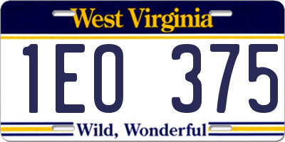 WV license plate 1EO375