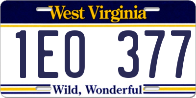 WV license plate 1EO377