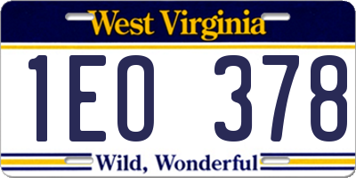 WV license plate 1EO378