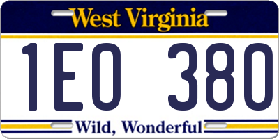 WV license plate 1EO380