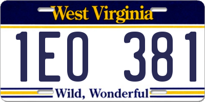 WV license plate 1EO381