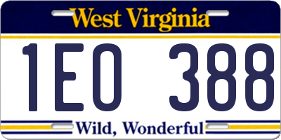 WV license plate 1EO388