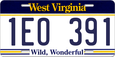 WV license plate 1EO391