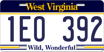 WV license plate 1EO392