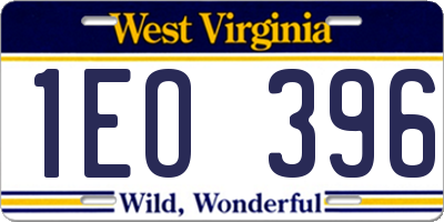 WV license plate 1EO396