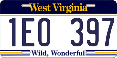 WV license plate 1EO397