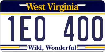 WV license plate 1EO400