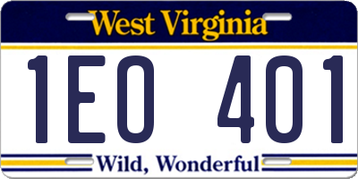 WV license plate 1EO401