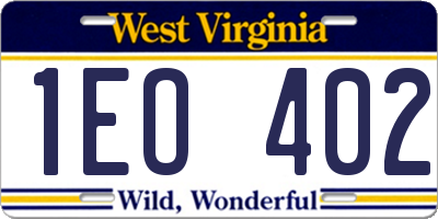 WV license plate 1EO402