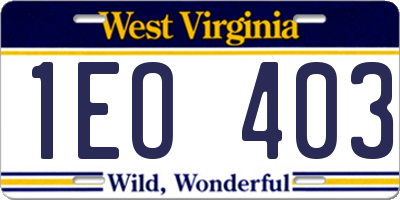 WV license plate 1EO403