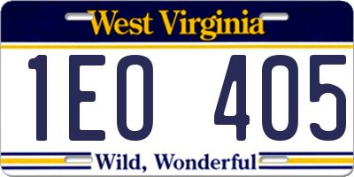 WV license plate 1EO405