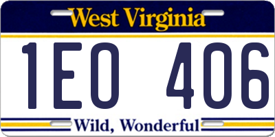 WV license plate 1EO406