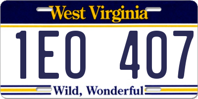 WV license plate 1EO407