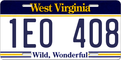 WV license plate 1EO408