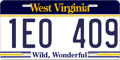 WV license plate 1EO409