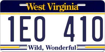 WV license plate 1EO410