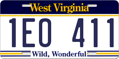 WV license plate 1EO411