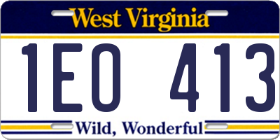 WV license plate 1EO413
