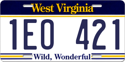 WV license plate 1EO421