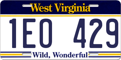 WV license plate 1EO429