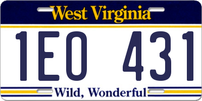WV license plate 1EO431