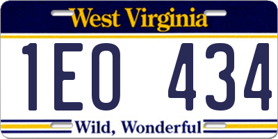 WV license plate 1EO434