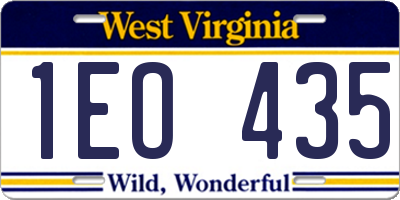 WV license plate 1EO435