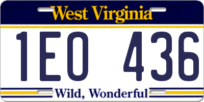 WV license plate 1EO436
