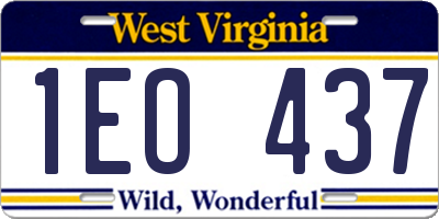 WV license plate 1EO437