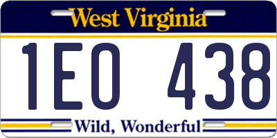 WV license plate 1EO438
