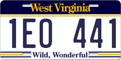 WV license plate 1EO441
