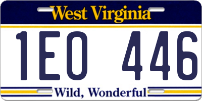 WV license plate 1EO446