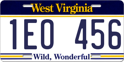 WV license plate 1EO456