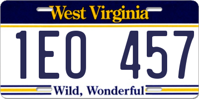 WV license plate 1EO457