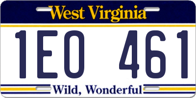 WV license plate 1EO461