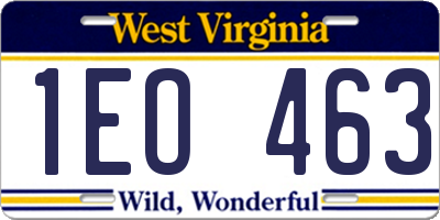 WV license plate 1EO463