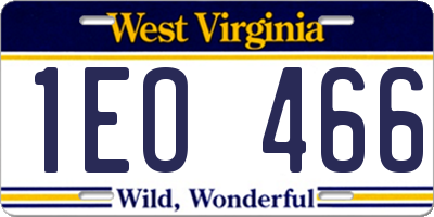WV license plate 1EO466