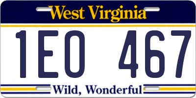 WV license plate 1EO467