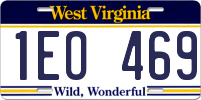 WV license plate 1EO469