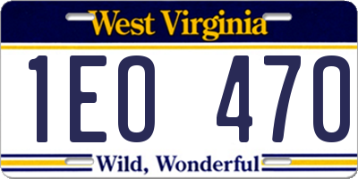 WV license plate 1EO470