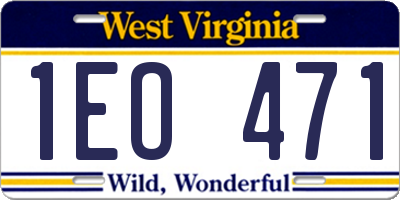 WV license plate 1EO471
