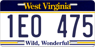 WV license plate 1EO475