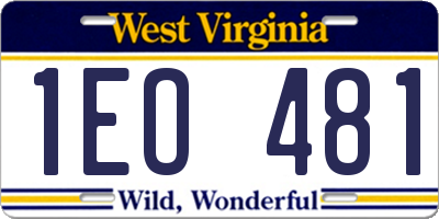 WV license plate 1EO481