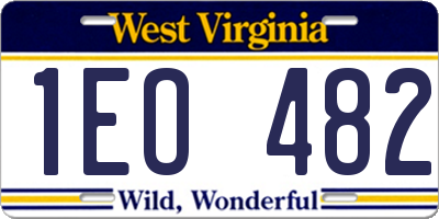 WV license plate 1EO482
