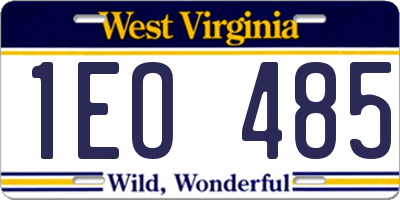 WV license plate 1EO485