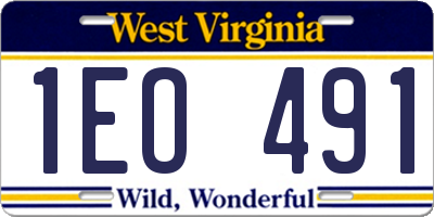 WV license plate 1EO491