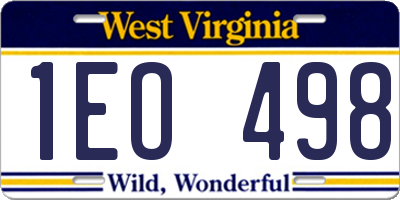 WV license plate 1EO498