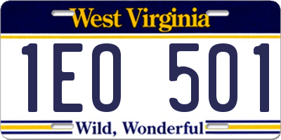 WV license plate 1EO501
