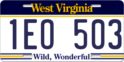WV license plate 1EO503