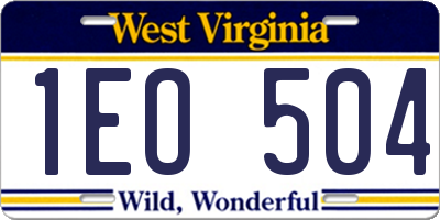 WV license plate 1EO504